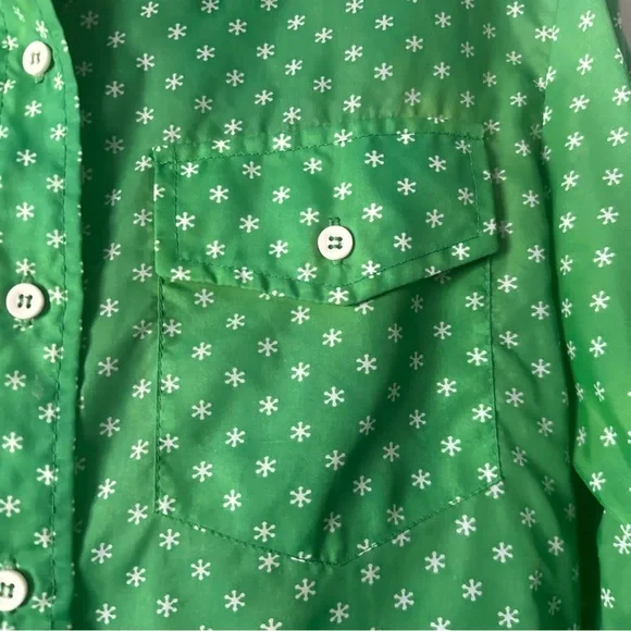 Vintage 1970’s Groovy Flower Print Button Down Top Green Size Small - Picture 7 of 11